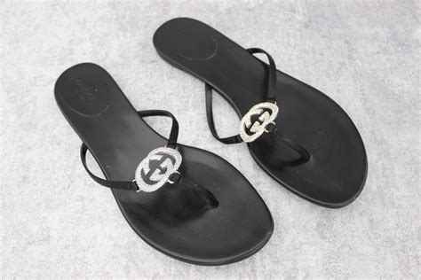 gucci gg crystal thong sandals